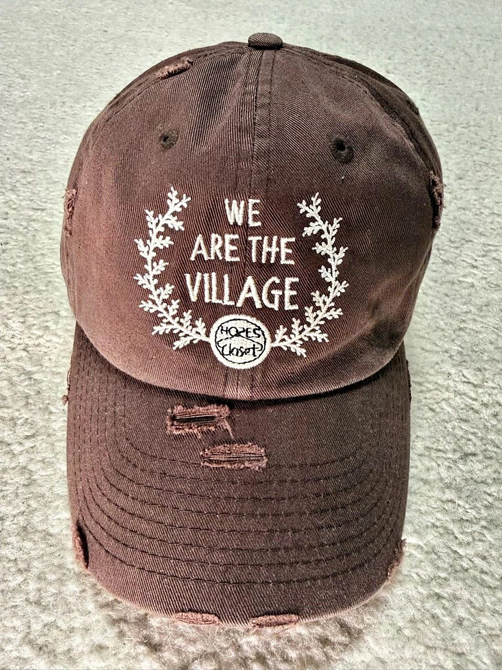 Kbethos Vintage We Are the Village Brown Distressed Hat